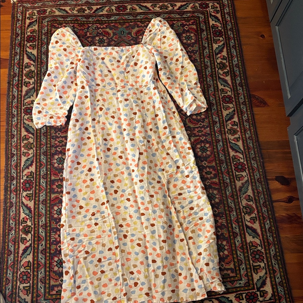 RIXO Hattie Maxi Multicolor Tulip Long Sleeve Smocked Back Dress Medium M - Picture 9 of 9